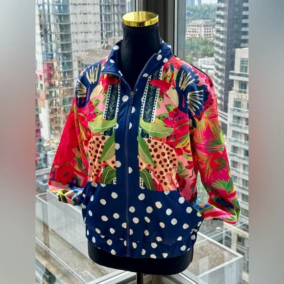 🆕 FARM Rio 🧿 NWT Jacqueta "Divertidamente Azul" - Women's Training Jacket Sz S - Picture 4 of 16